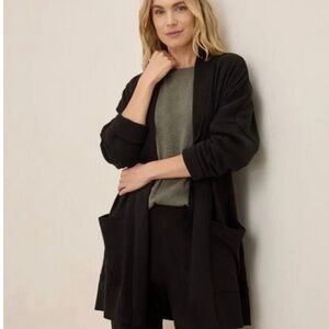 Pact | Oversized Black Honeycomb Knit Cardigan | 100% Cotton | Sz M / L